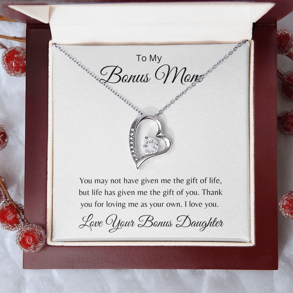 To Bonus Mom From Bonus Daughter - The Gift Of You - Forever Love Necklace