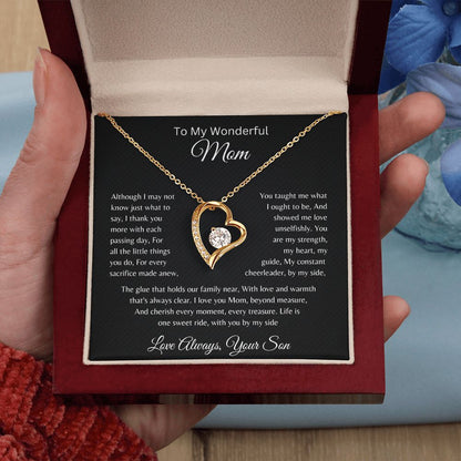 To My Wonderful Mom From Son - Cherish Every Moment - Forever Love Necklace