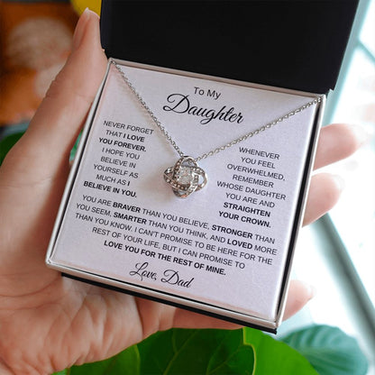 To My Daughter, Love Dad - Braver, Stronger, Smarter - Love knot necklace