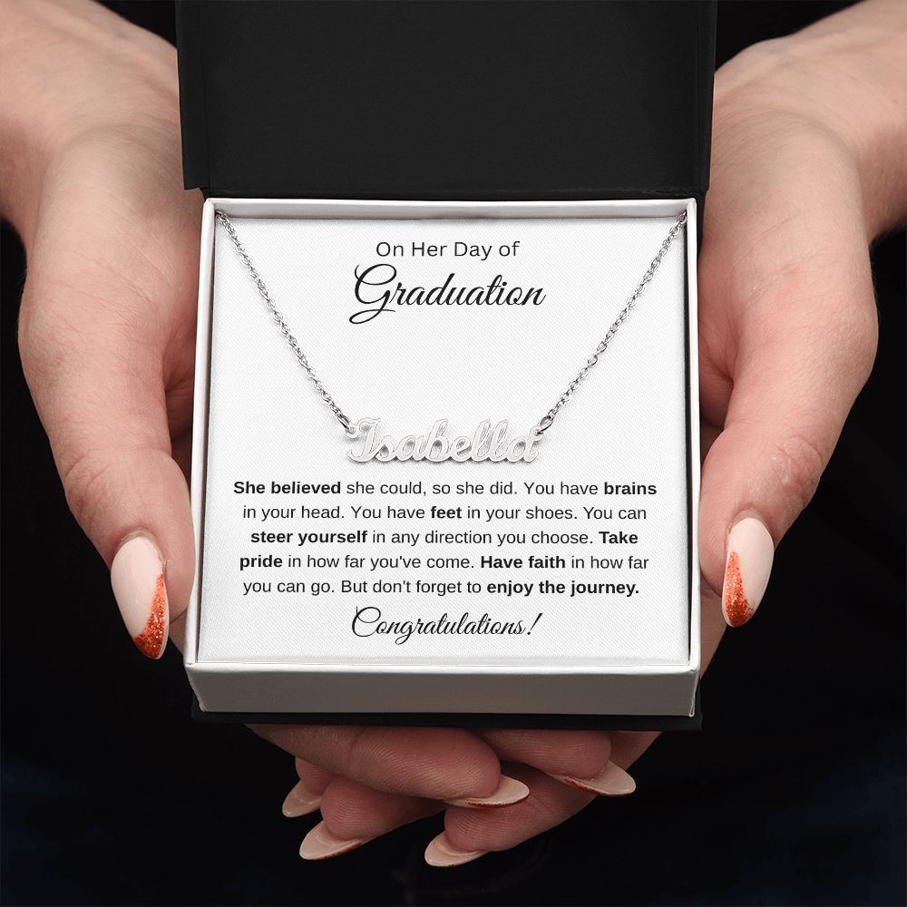 Customizable Name Necklace - Bold Cursive - Graduation Message Card