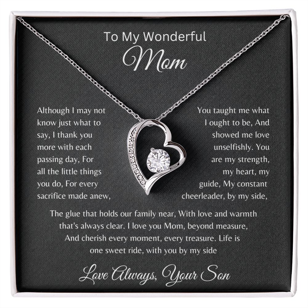 To My Wonderful Mom From Son - Cherish Every Moment - Forever Love Necklace