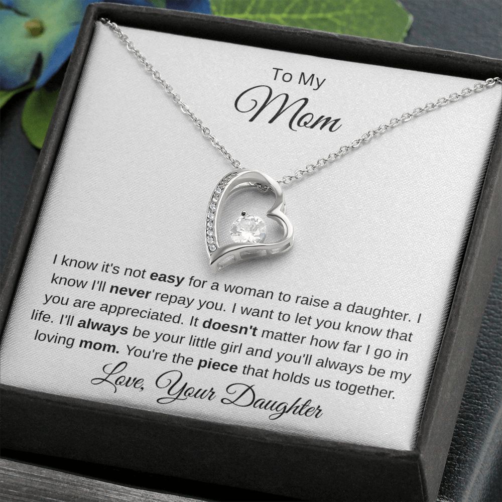 To Mom From Daughter - To Raise A Daughter - Forever Love Necklace