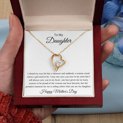 To My Daughter Mother's Day - Once a girl, now a woman - Forever love necklace