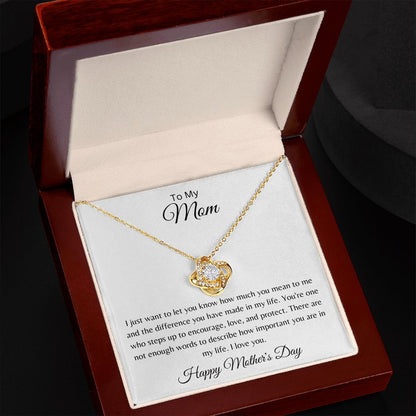 To My Mom Mother's Day - Encourage, Love and Protect - Love knot necklace