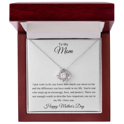 To My Mom Mother's Day - Encourage, Love and Protect - Love knot necklace